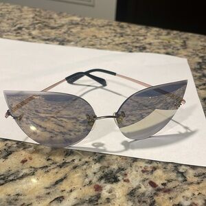 Sama, Cat Eye Titanium Sunglass, mirrored lens